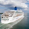 small cruise ship Aurora at sea