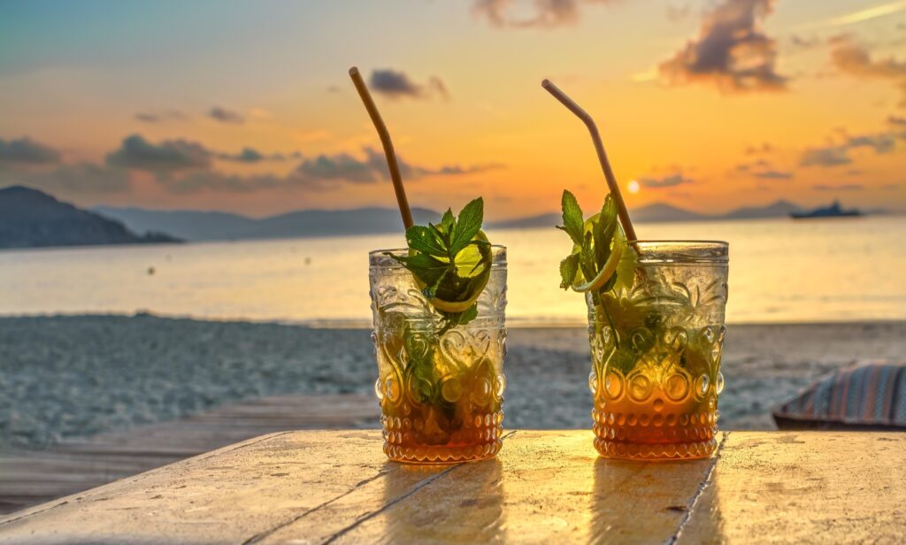 Drinks on the beach in Barbados