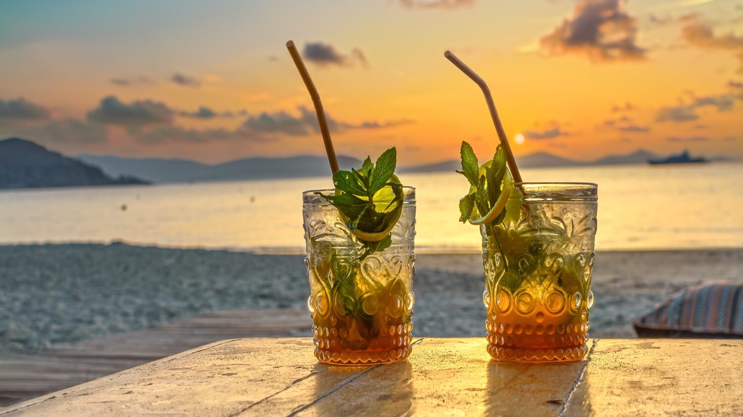 Drinks on the beach in Barbados